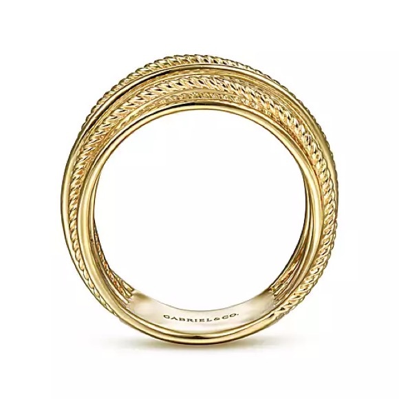 Gabriel and Co.  14K Yellow Gold Crisscross Twisted Rope Ring - Picture 3 of 11